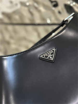 Prada Cleo Brushed Leather Shoulder Bag Black 1BC499