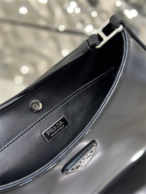 Prada Cleo Brushed Leather Shoulder Bag Black 1BC499