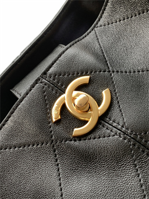 Chanel Small Shopping Bag Calfskin & Gold-Tone Metal Black AS5634