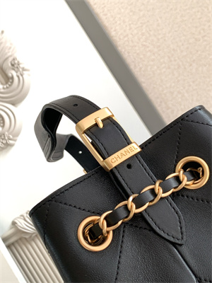 Chanel Small Shopping Bag Calfskin & Gold-Tone Metal Black AS5634