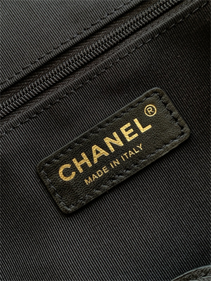 Chanel Small Shopping Bag Suede Calfskin, Shiny Lambskin & Gold-Tone Metal  Beige & Black  AS5634