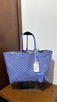 Goyard Saint Louis PM Bag In Goyardine Canvas & Chevroches Calfskin Iris
