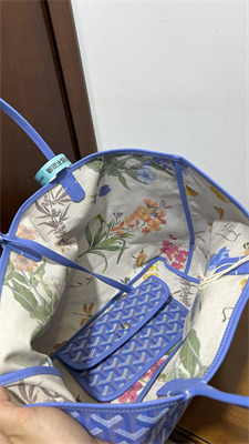 Goyard Saint Louis PM Bag In Goyardine Canvas & Chevroches Calfskin Iris