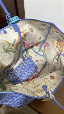 Goyard Saint Louis GM Bag In Goyardine Canvas & Chevroches Calfskin Iris