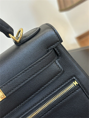 Kelly Colormatic Bag Swift Leather 25/28CM Gold/Silver Hardware In Black Color HS