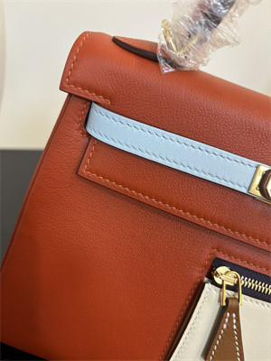 Kelly Colormatic Bag Swift Leather 25/28CM Gold/Silver Hardware In CUIVRE, NATA, LIME, BLEU BRUME & CHAI Color HS