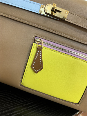 Kelly Colormatic Bag Swift Leather 25/28CM Gold/Silver Hardware In CHAI, LIME, MAUVE SYLVESTRE, BLEU BRUME, CASSIS & NATA Color HS