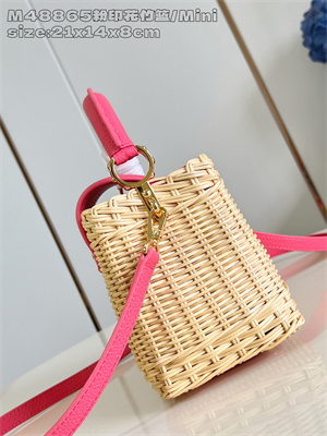 L.V Capucines Mini Bag Rattan and cowhide leather Pink M26005