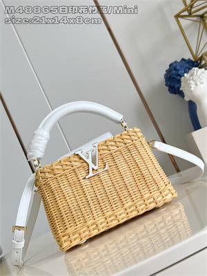 L.V Capucines Mini Bag Rattan and cowhide leather White M26004
