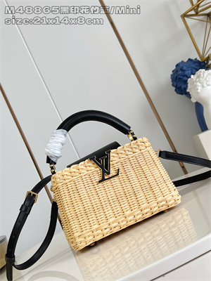 L.V Capucines Mini Bag Rattan and cowhide leather Black M26003