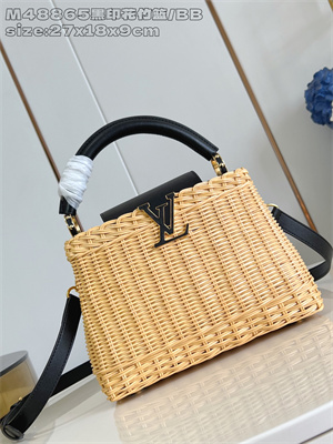 L.V Capucines BB Bag Rattan & Cowhide Leather Black