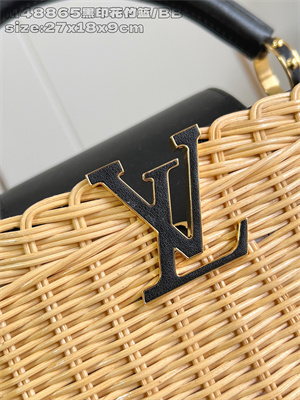 L.V Capucines BB Bag Rattan & Cowhide Leather Black