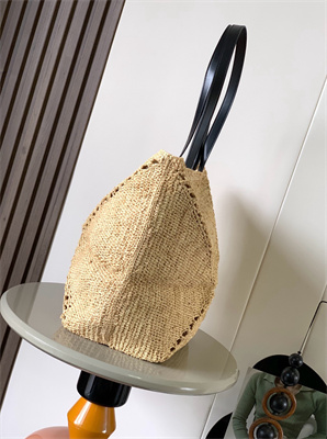 Loewe Medium Puzzle Fold tote in raffia Nature