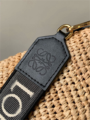 Loewe Slit Mini Tote Bag In Raffia &Calfskin Nature&Black