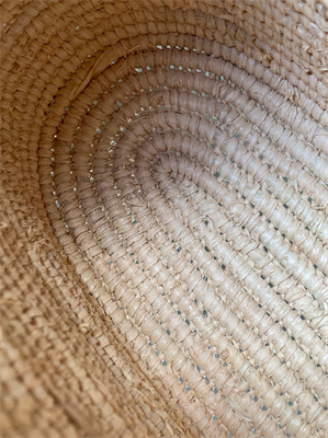 Loewe Small Square basket in Raffia&Calfskin Nature/Yellow