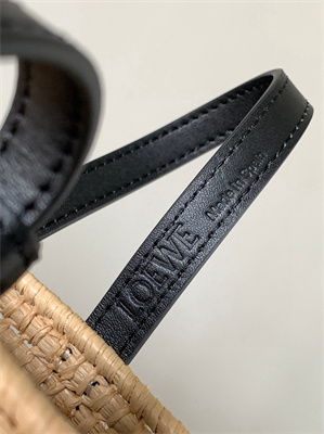 Loewe Small Square basket in Raffia&Calfskin Nature/Black