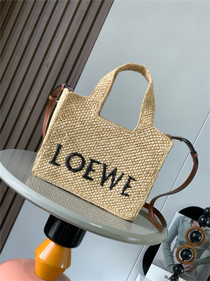 Loewe Mini LOEWE Font tote in raffia Nature