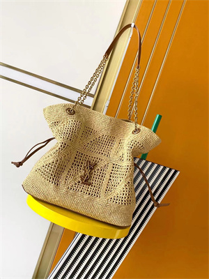 Y.S.L Jamie Shopping Bag In Raffia Nature