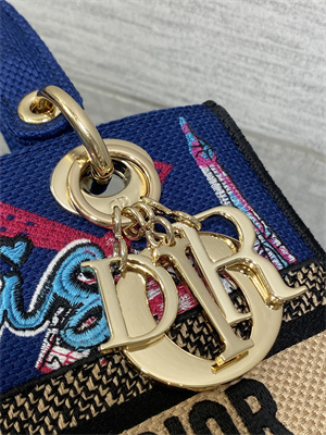 CD Medium Lady D-Lite Bag  Embroidery Blue