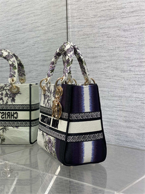 CD Medium Lady D-Lite Bag  Embroidery White Multicolors