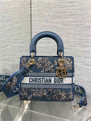 CD Medium Lady D-Lite Bag  Embroidery Blue