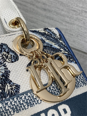 CD Medium Lady D-Lite Bag  Embroidery White &Blue