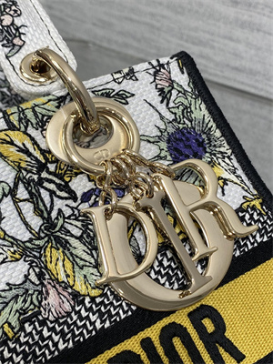 CD Medium Lady D-Lite Bag  Embroidery White