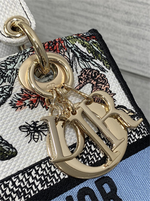 CD Medium Lady D-Lite Bag  Embroidery White