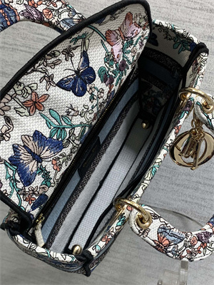 CD Medium Lady D-Lite Bag  Embroidery White Multicolors