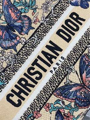 CD Medium Lady D-Lite Bag  Embroidery Beige Multicolors