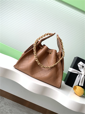 Chanel 25 Small Handbag Grained Calfskin Gold Tone Metal Brown AS5293