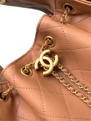 Chanel 25 Small Handbag Grained Calfskin Gold Tone Metal Brown AS5293