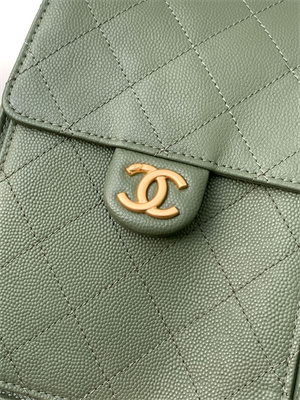 Chanel 25 Small Handbag Grained Calfskin Gold Tone Metal Green AS5293
