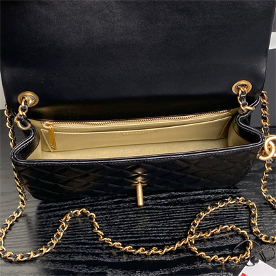 Chanel Small Flap Bag Lambskin Gold Tone Metal Black AS5756
