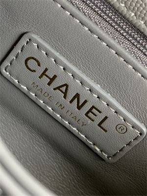 Cha.nel Mini Coco Handle Bag Grained Calfskin Aged Gold Metal Grey AS2215