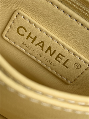 Cha.nel Mini Coco Handle Bag Grained Calfskin Aged Gold Metal Yellow AS2215