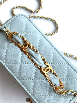 Chanel Vanity with chain Grained Calfskin& Gold-Tone Metal Lt Blue AP4799