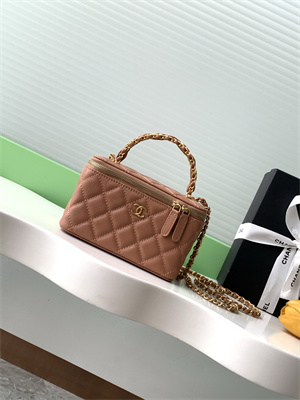Chanel Vanity with chain Grained Calfskin& Gold-Tone Metal Brown AP4799