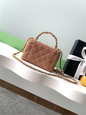 Chanel Vanity with chain Grained Calfskin& Gold-Tone Metal Brown AP4799