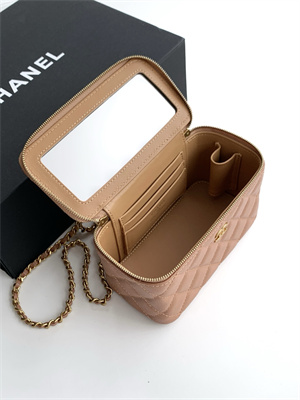 Chanel Vanity with chain Grained Calfskin& Gold-Tone Metal Brown AP4799