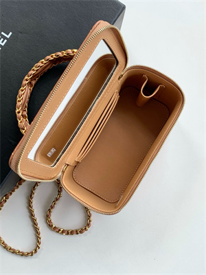 Chanel Vanity with chain Grained Calfskin& Gold-Tone Metal Brown AP4799