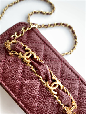 Chanel Vanity with chain Grained Calfskin& Gold-Tone Metal Burgundy AP4799