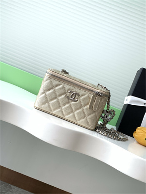 Chanel Vanity Case Grained Calfskin& Silver-Tone Metal Gold AP3940