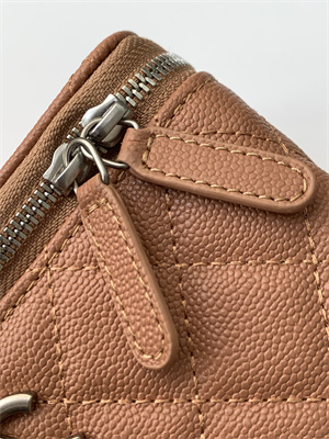 Chanel Vanity Case Grained Calfskin& Silver-Tone Metal Brown AP3940