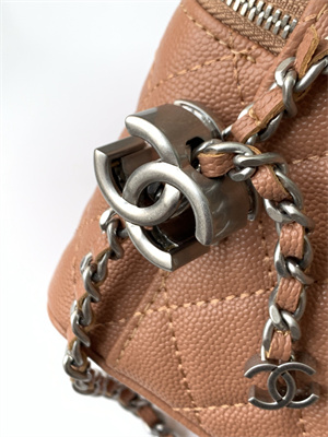 Chanel Vanity Case Grained Calfskin& Silver-Tone Metal Brown AP3940