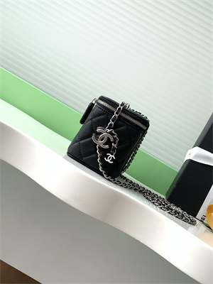 Chanel Vanity Case Grained Calfskin& Silver-Tone Metal Black AP3940