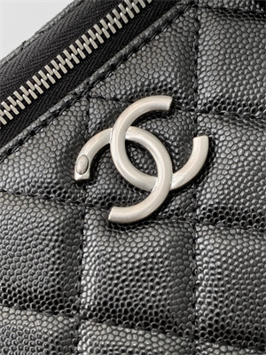 Chanel Vanity Case Grained Calfskin& Silver-Tone Metal Black AP3940