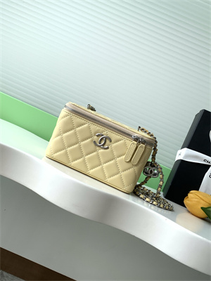 Chanel Vanity Case Lambskin & Silver-Tone Metal Yellow AP3940