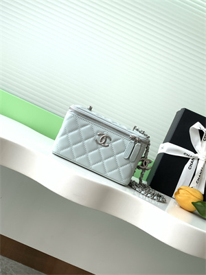Chanel Vanity Case Lambskin & Silver-Tone Metal Lt Blue AP3940