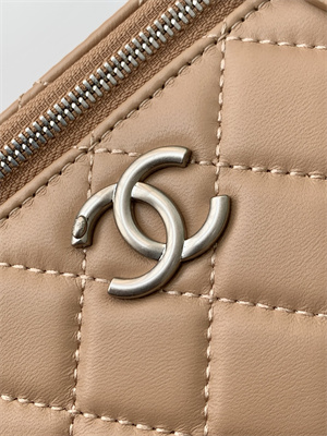 Chanel Vanity Case Lambskin & Silver-Tone Metal Brown AP3940